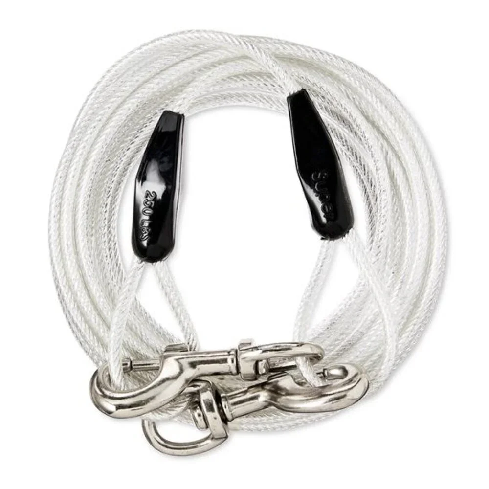 Reflective Vinyl-Covered Tie-Out Cable for Dogs up to 250 lbs, 25' - Picture 1 of 2